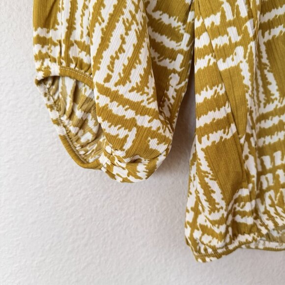 Next Pullover Top Boxy Size Medium Yellow White Green Long Sleeves - Picture 3 of 7